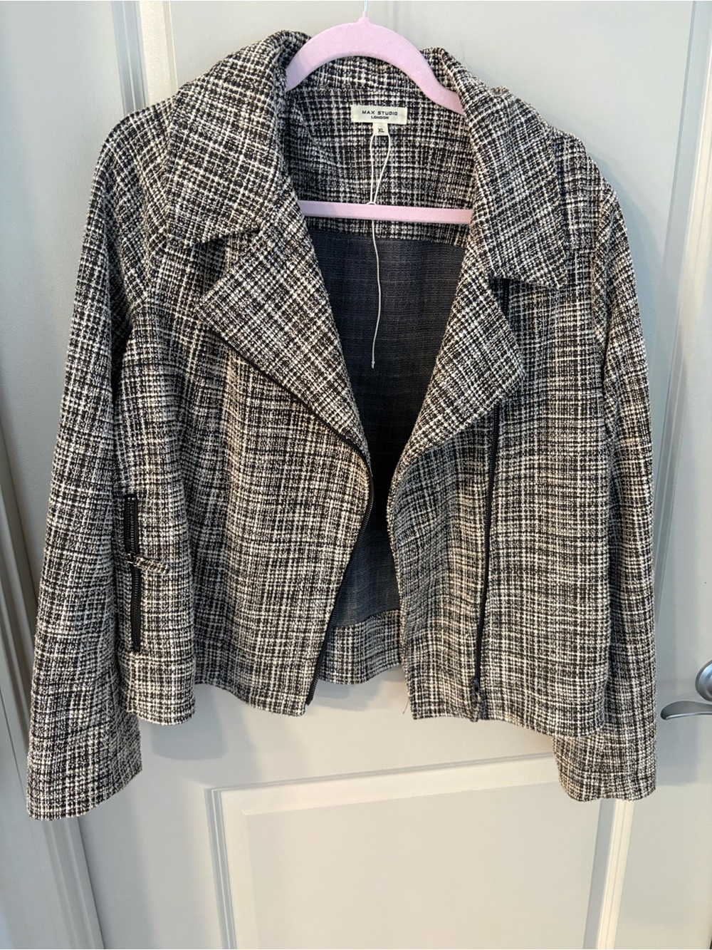 Max Studio Black & White Plaid Tailored Jacket